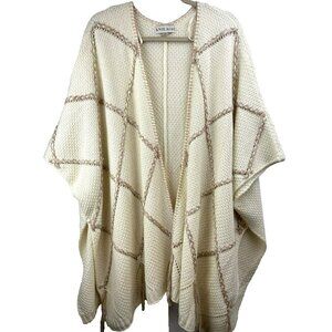Knox Rose One Size Kimono Ivory‎ Brown Bohemian Boho Hippie Knit Warm Knit Open